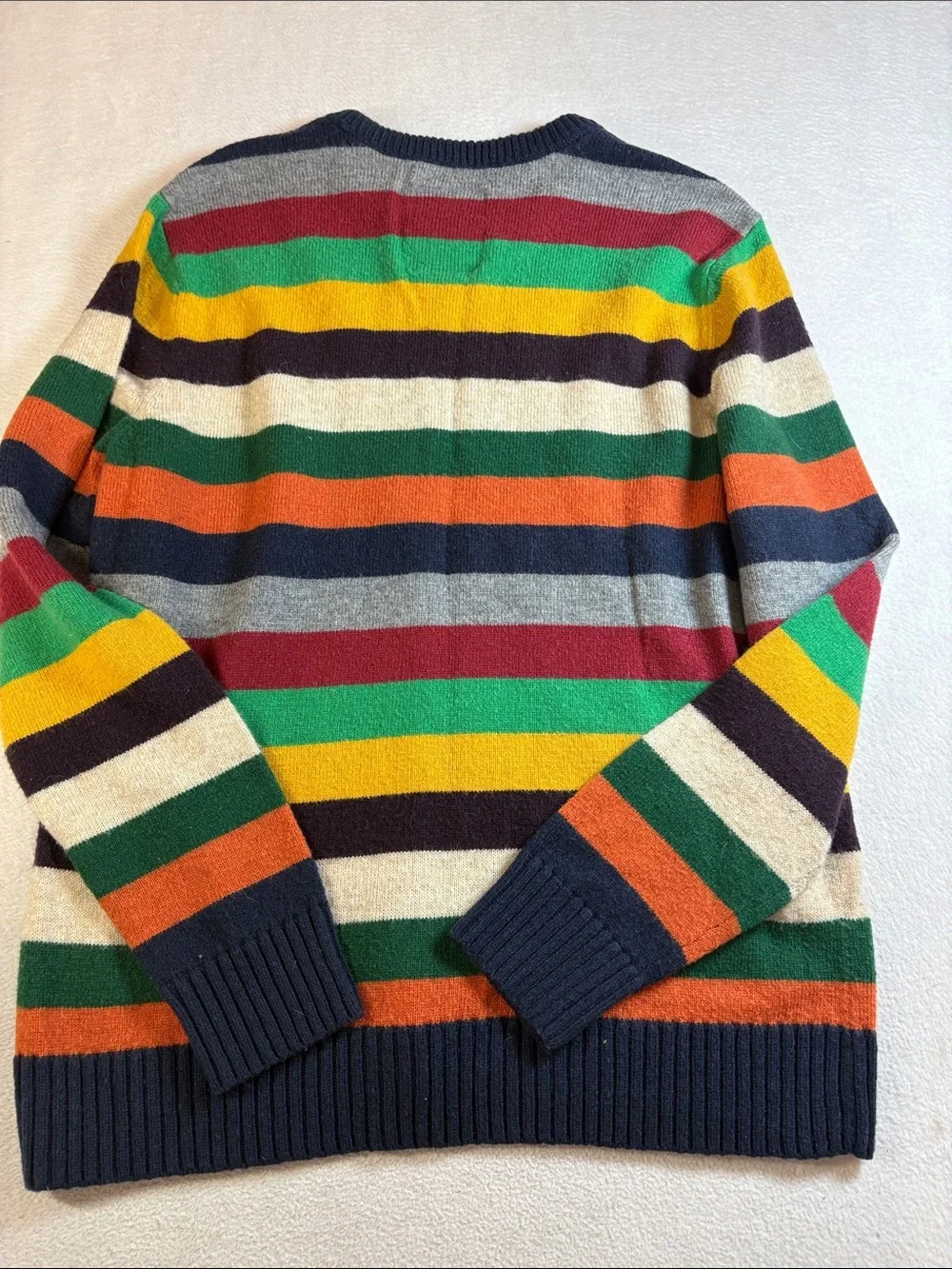 American Eagle Outfitters Navy Multicolor Striped Crewneck Sweater